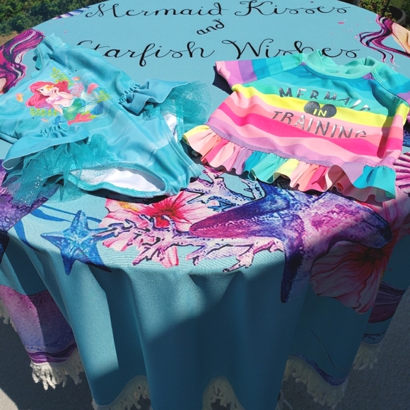 Little Mermaid bathing suit & Mermaid in training top. - Picture 1 of 11